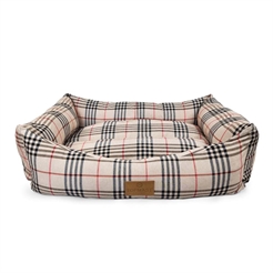 Topmast Blød Hundeseng Design Dänish Tartan Beige